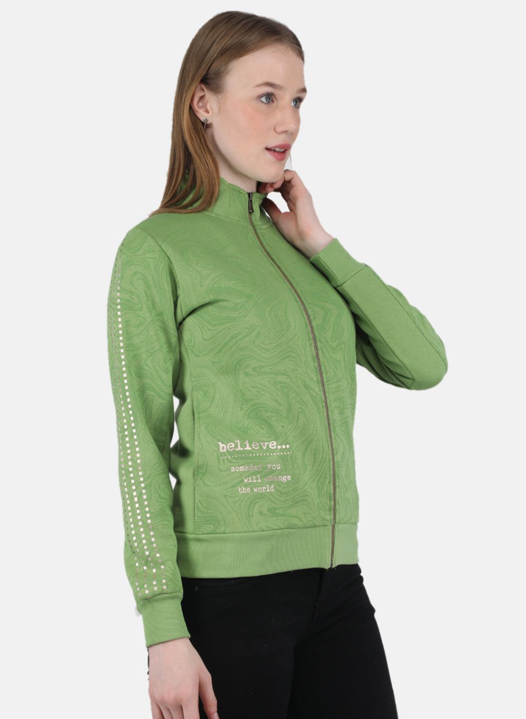 Women Green Printed Sweatshirt