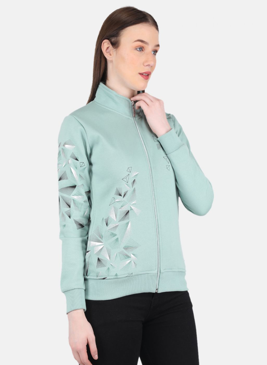 Women Green Printed Sweatshirt