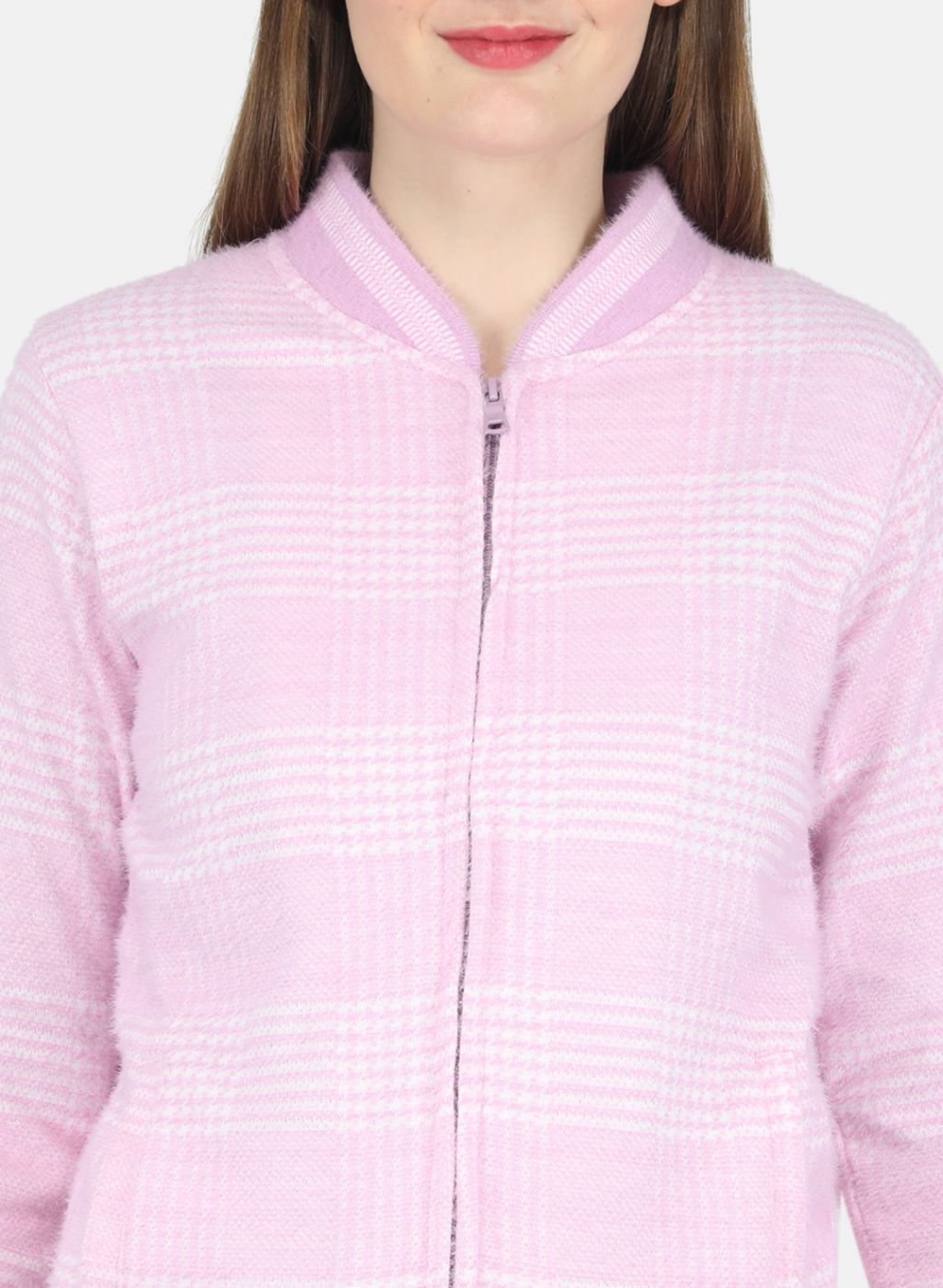 Women Purple Check Sweatshirt