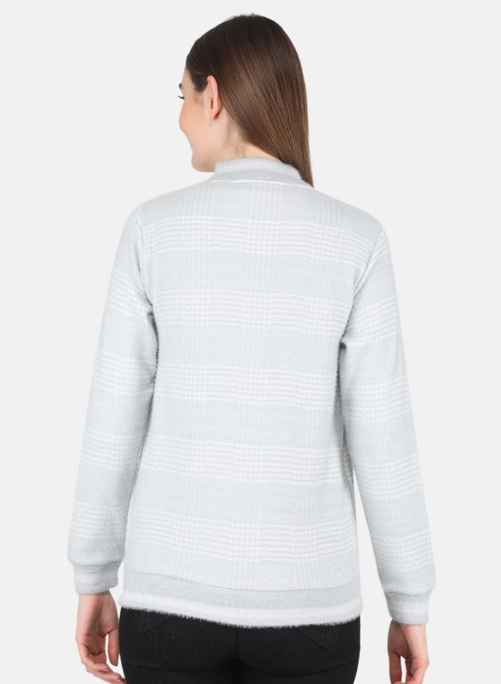 Women Blue Check Sweatshirt