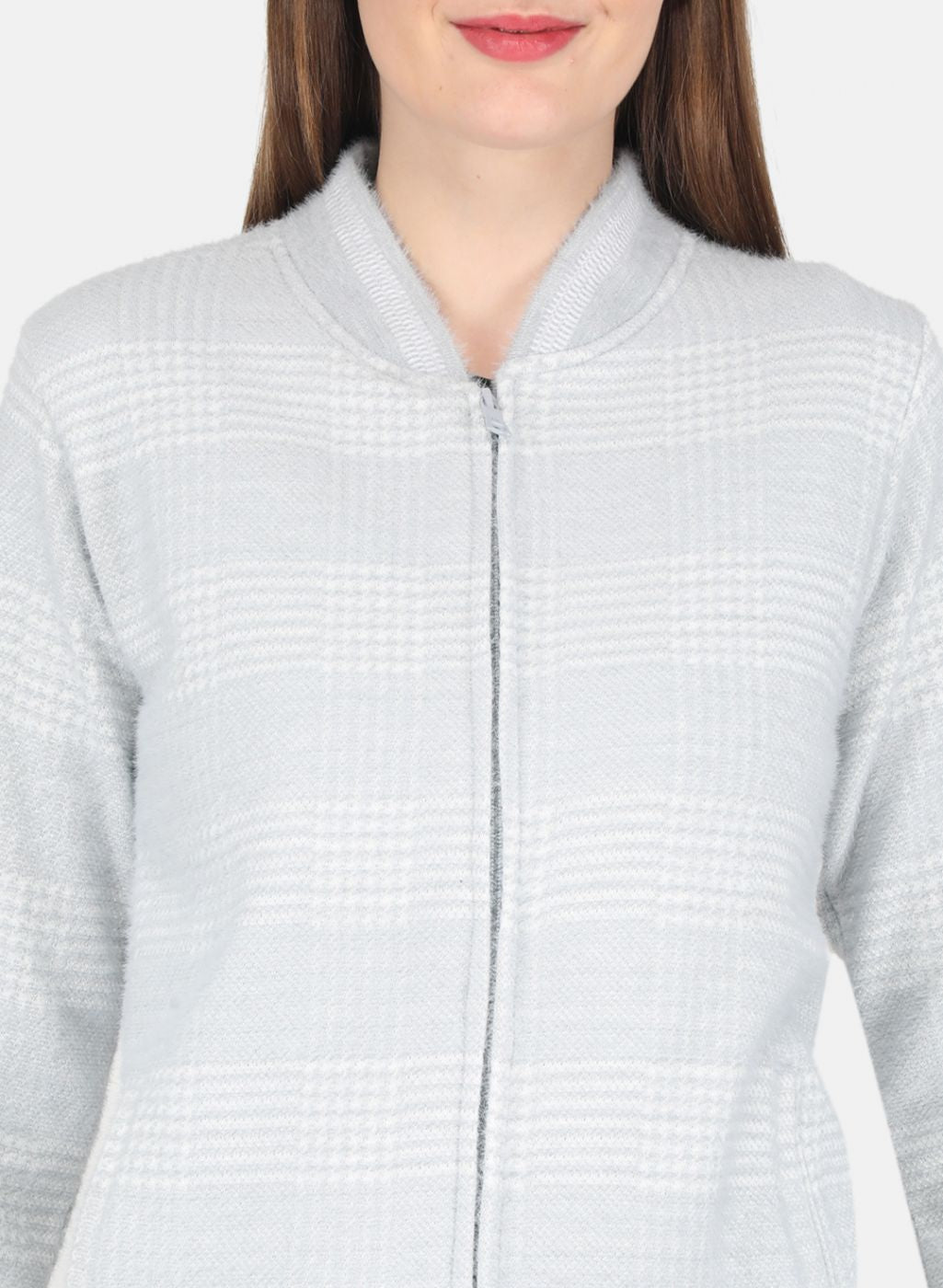 Women Blue Check Sweatshirt