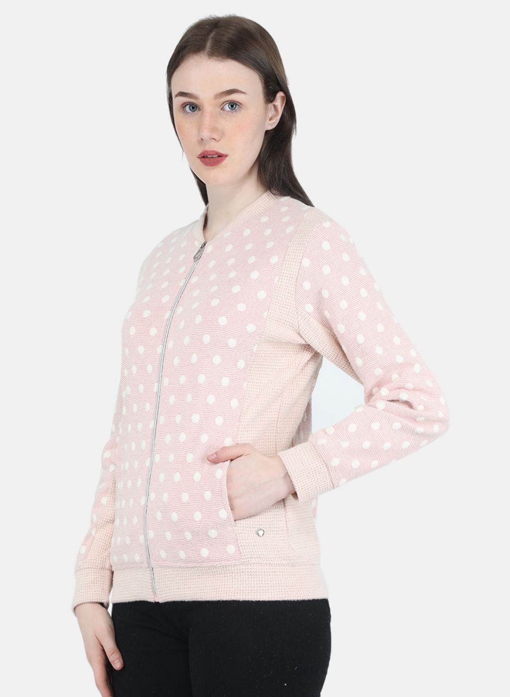 Women Pink Jaquard Sweatshirt