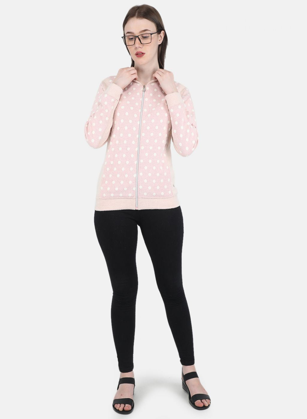 Women Pink Jaquard Sweatshirt