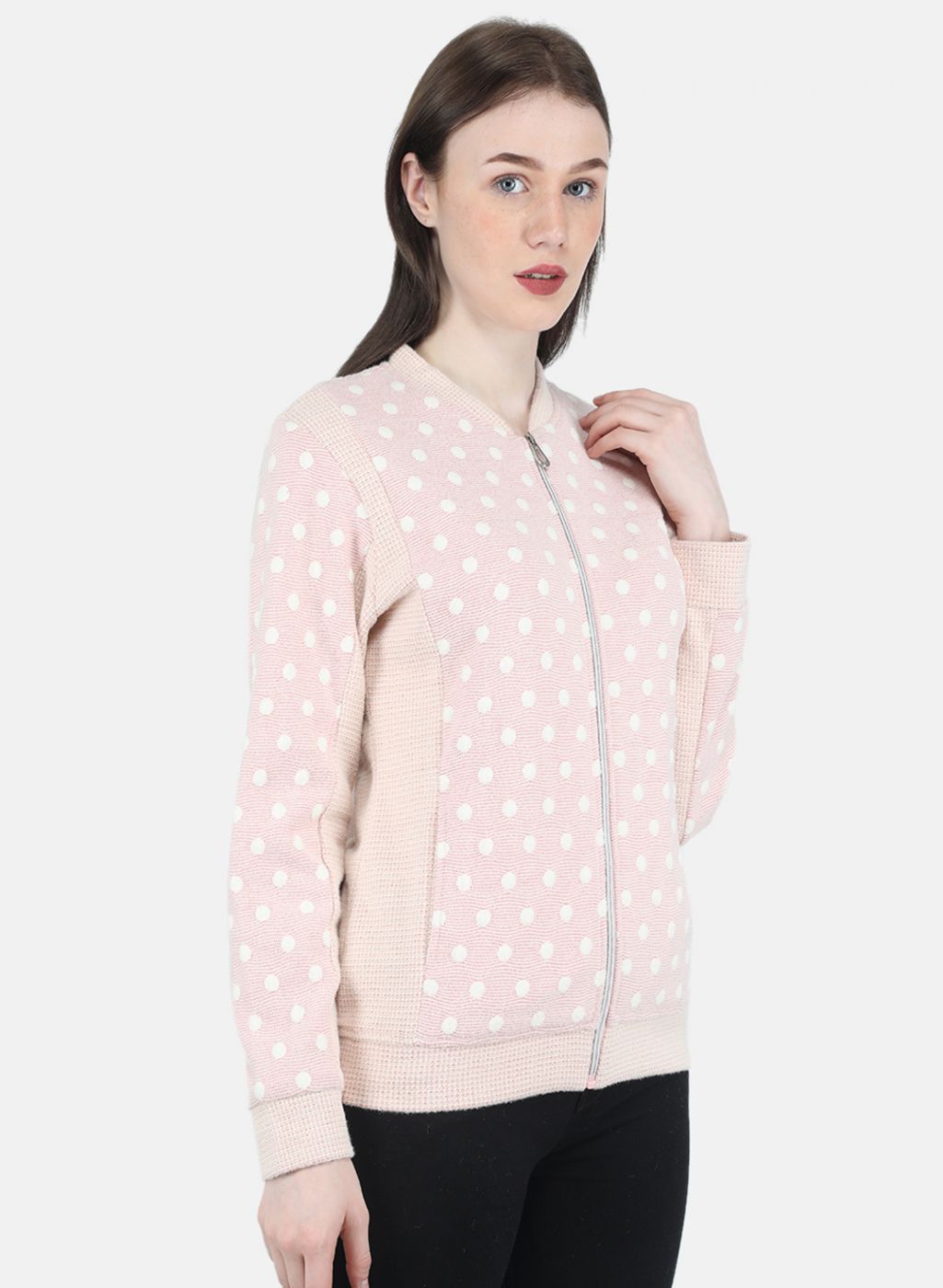 Women Pink Jaquard Sweatshirt