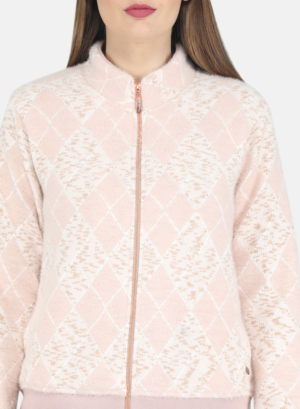 Women Pink Jaquard Sweatshirt