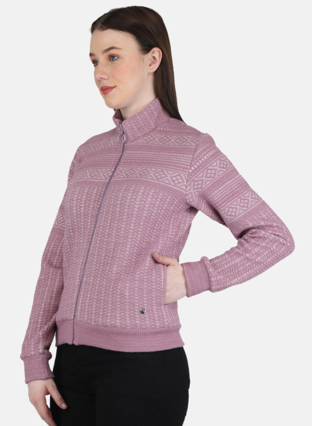 Women Purple Jaquard Sweatshirt