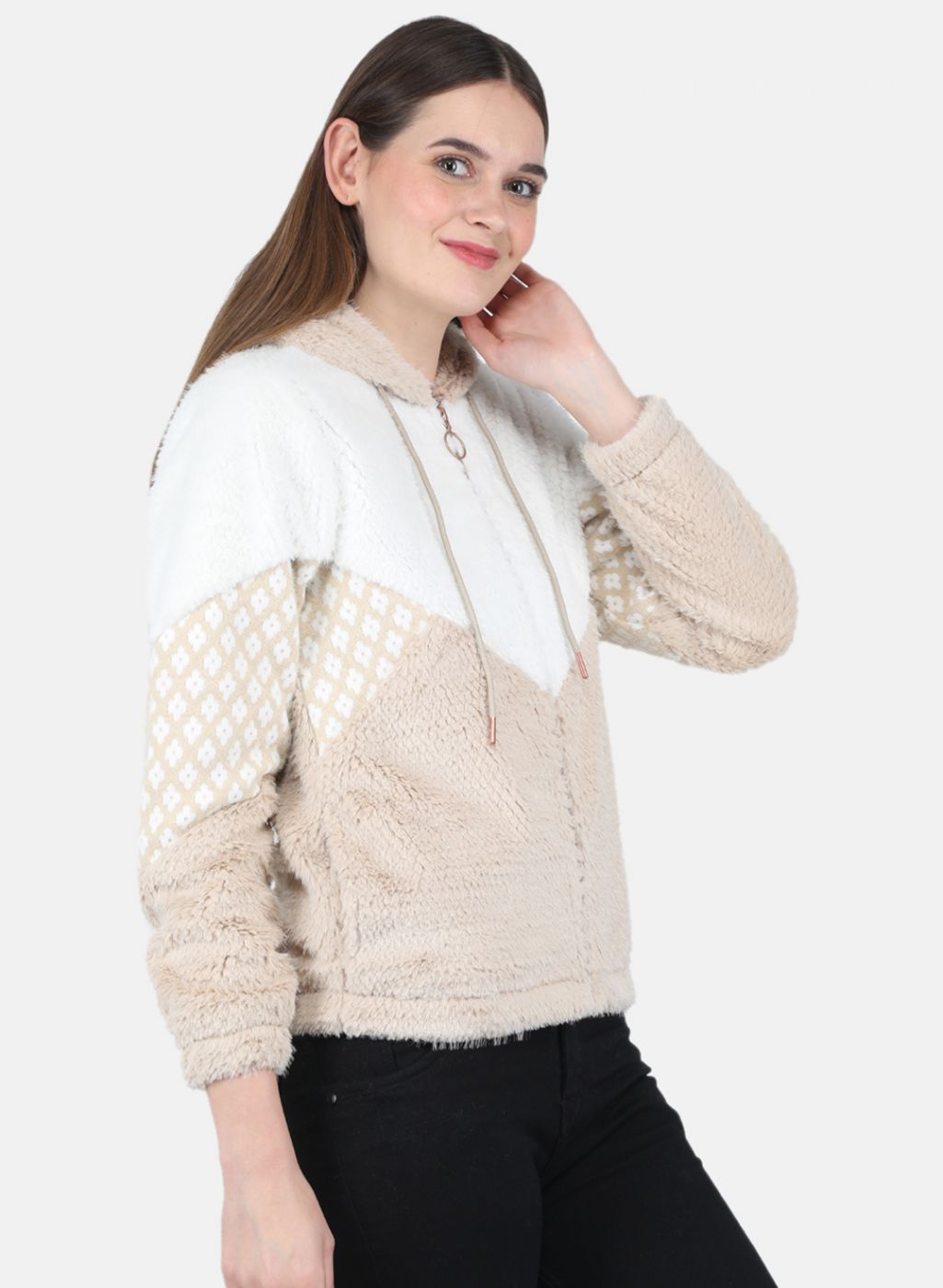 Women Beige Printed Sweatshirt