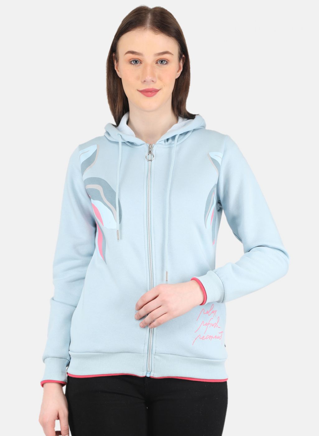 Women Blue Printed Sweatshirt