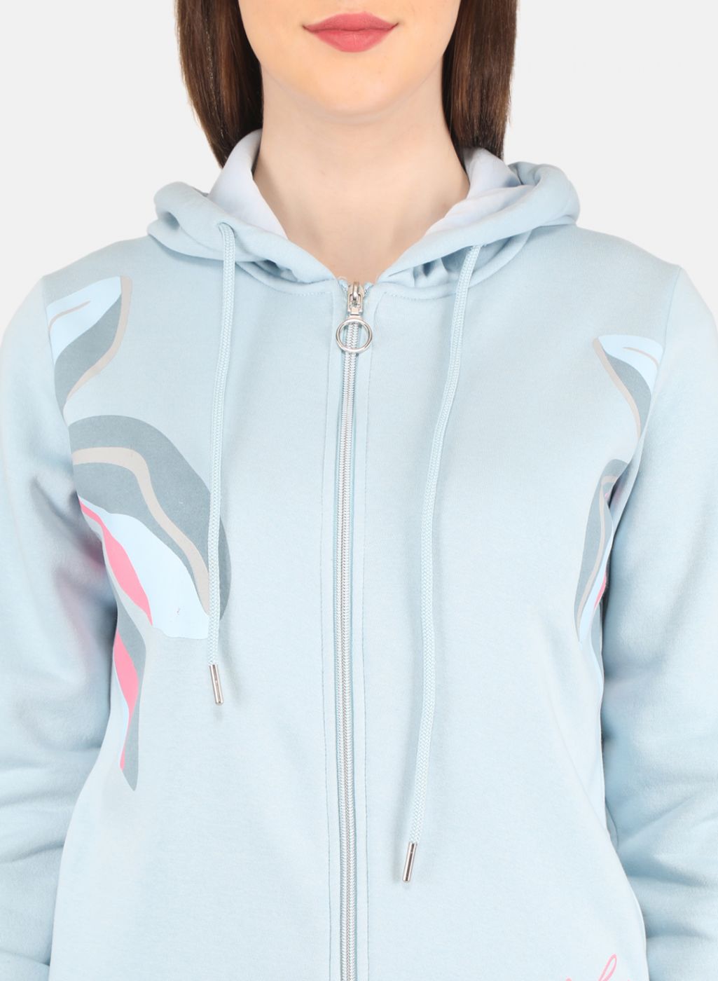 Women Blue Printed Sweatshirt