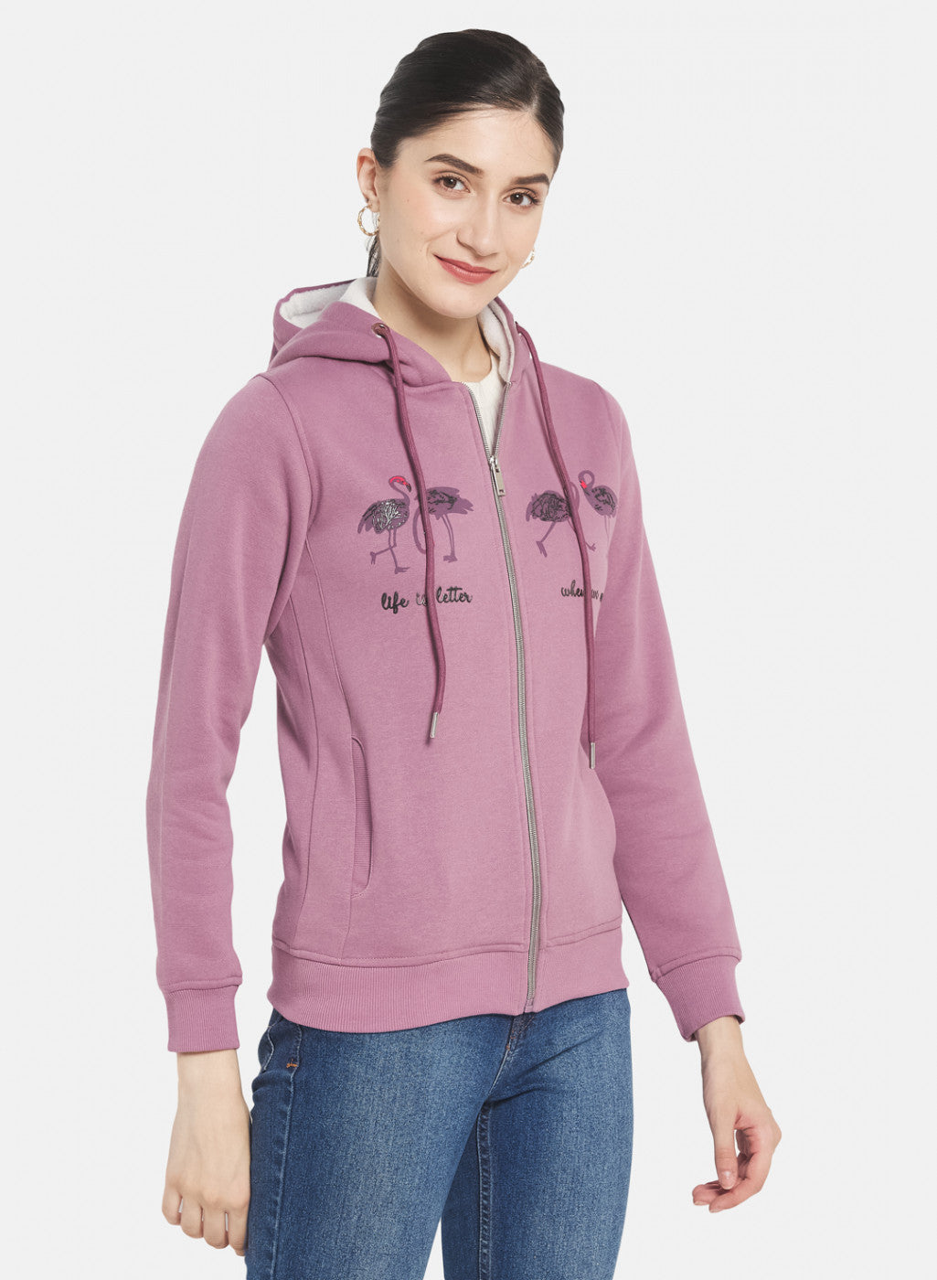 Women Purple Printed Sweatshirt