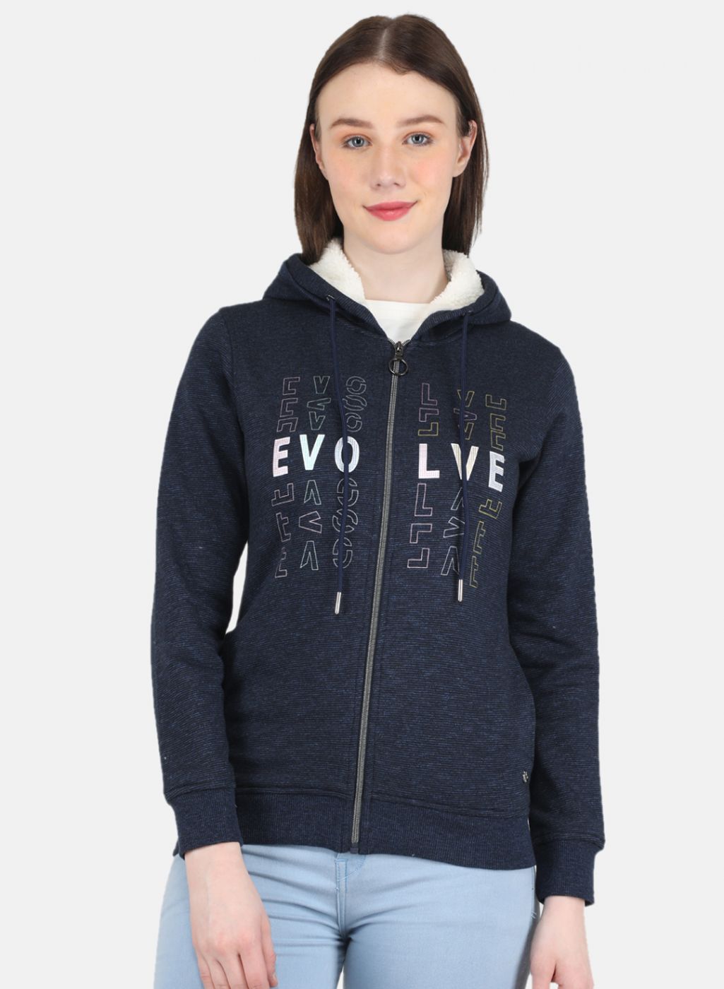 Women NAvy Blue Printed Sweatshirt