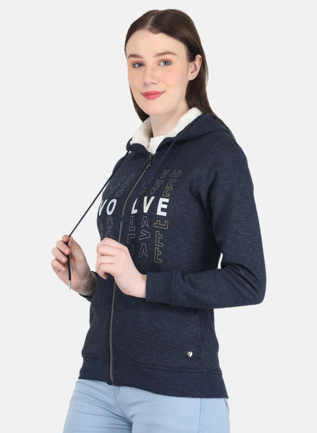 Women NAvy Blue Printed Sweatshirt