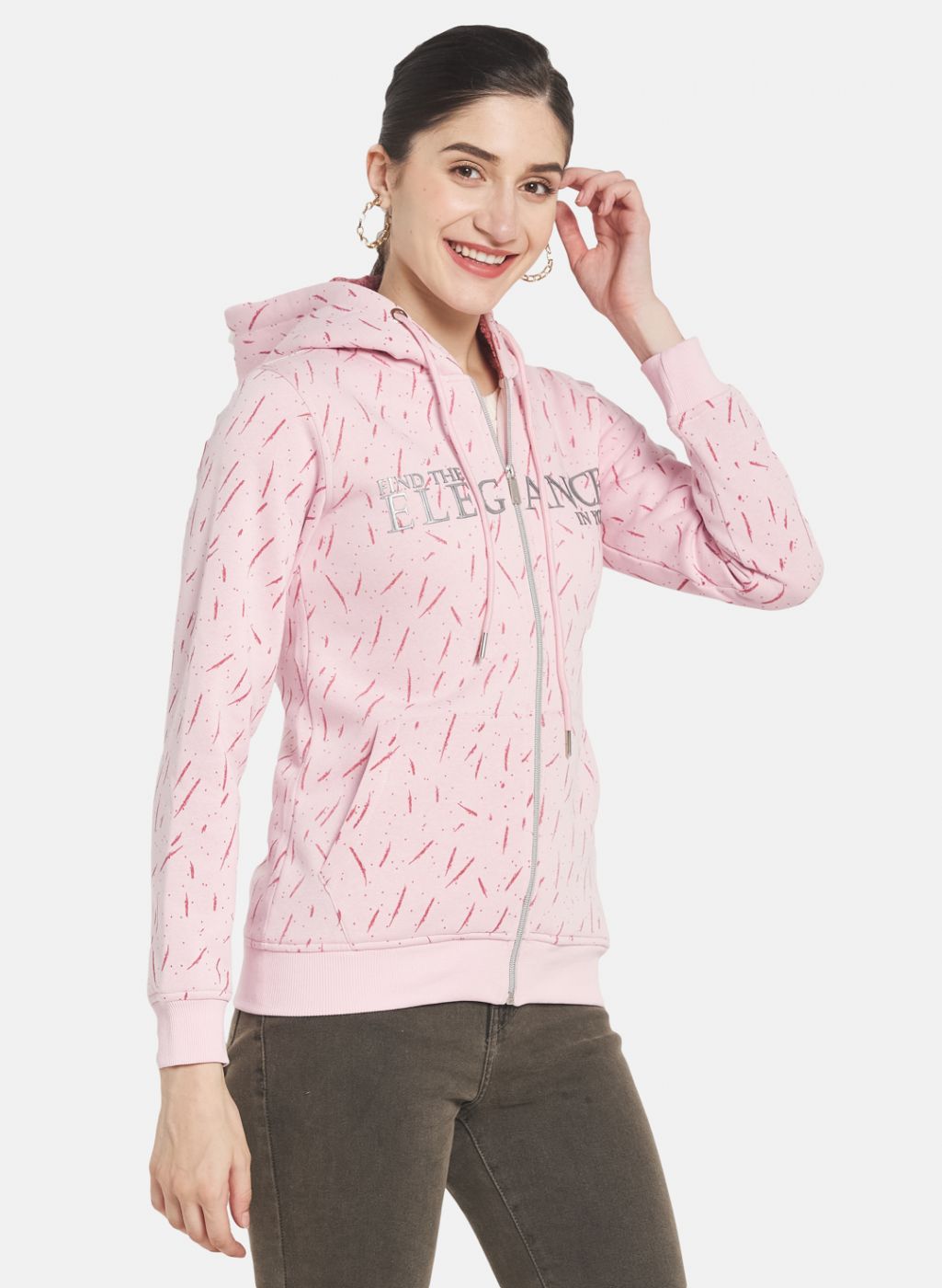 Women Pink Printed Sweatshirt