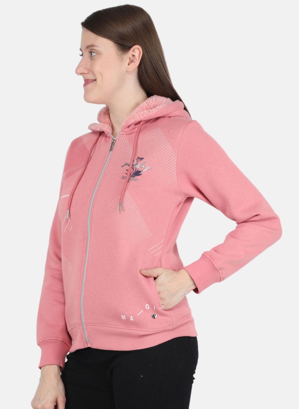 Women Pink Printed Sweatshirt