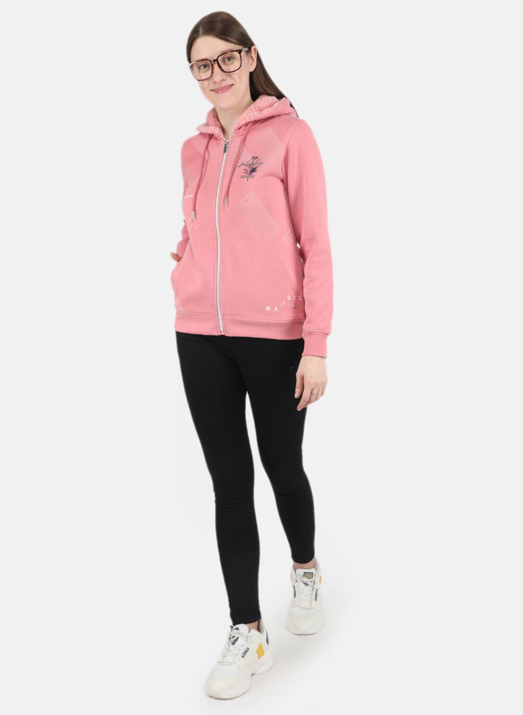 Women Pink Printed Sweatshirt