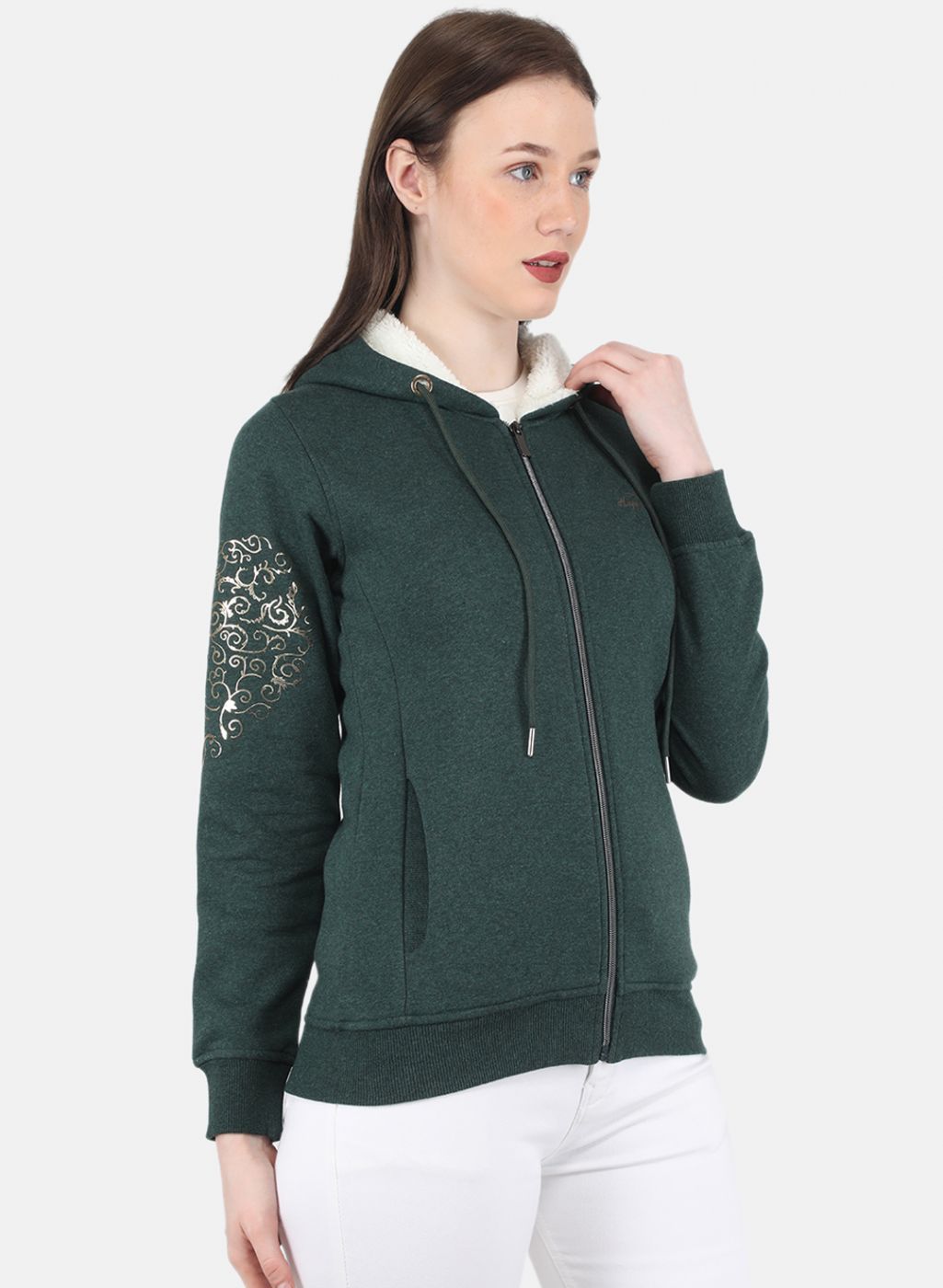 Women Green Printed Sweatshirt