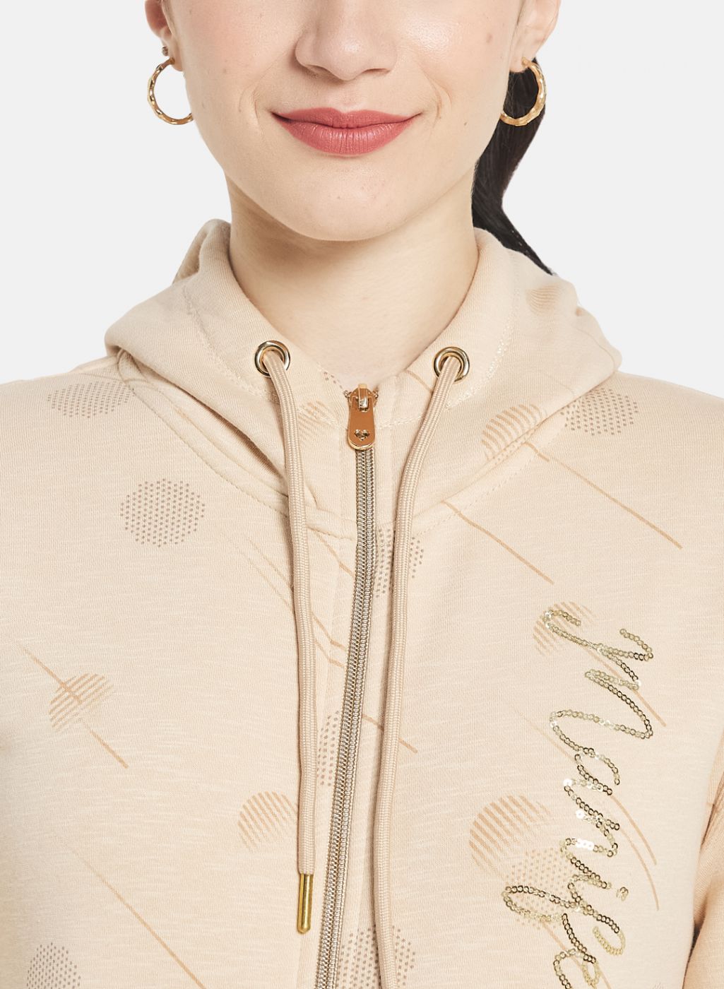 Women Beige Printed Sweatshirt