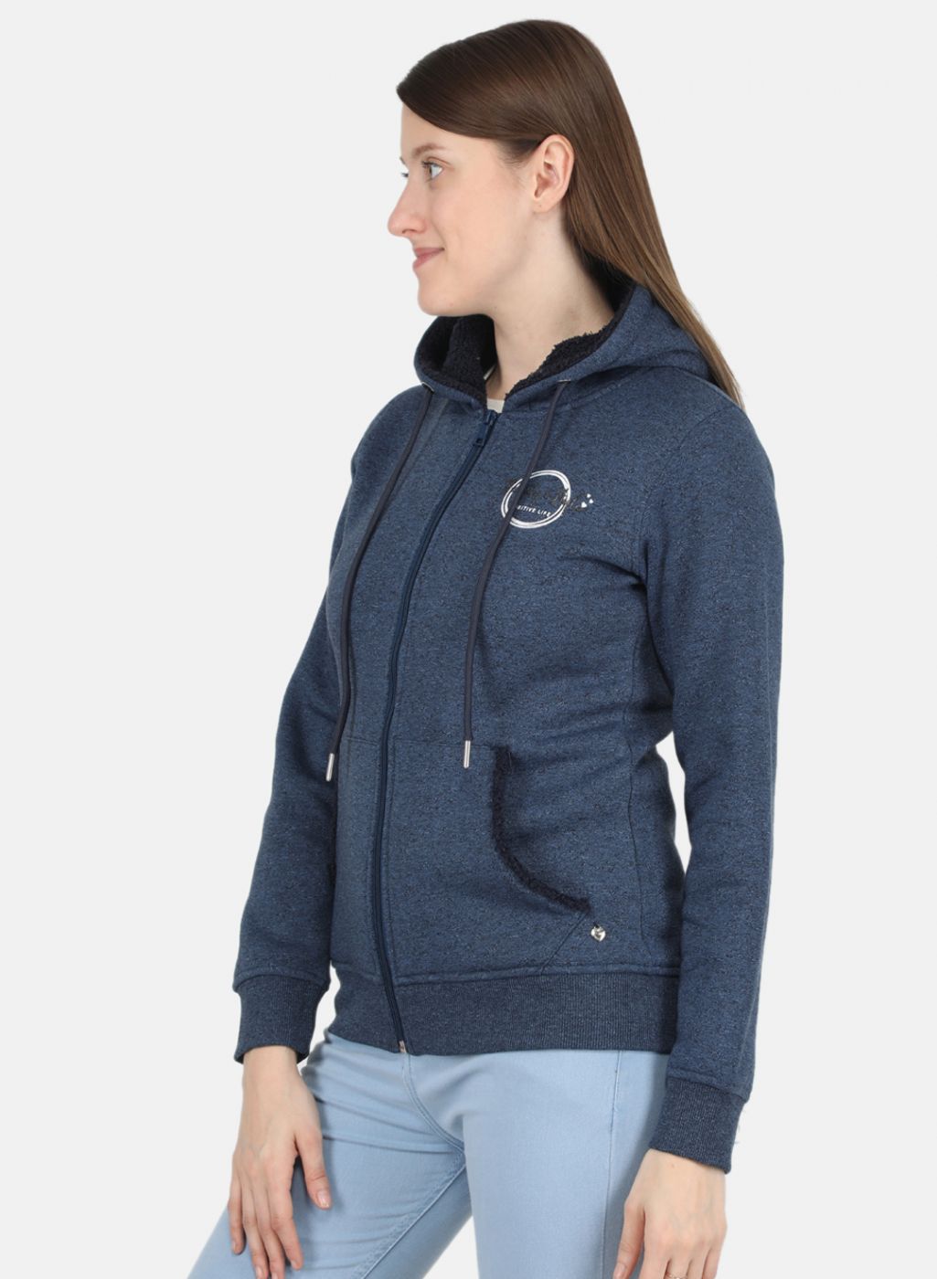 Women NAvy Blue Jaquard Sweatshirt