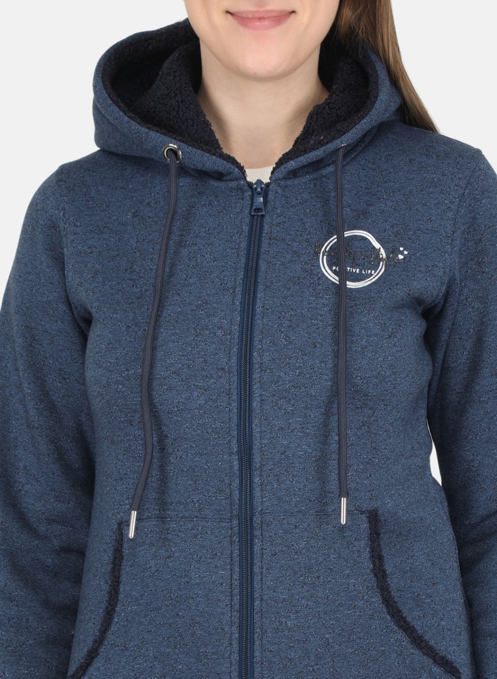 Women NAvy Blue Jaquard Sweatshirt