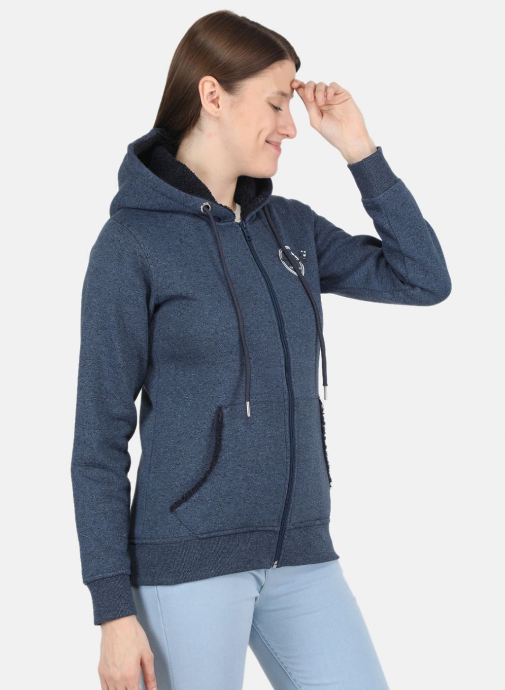 Women NAvy Blue Jaquard Sweatshirt