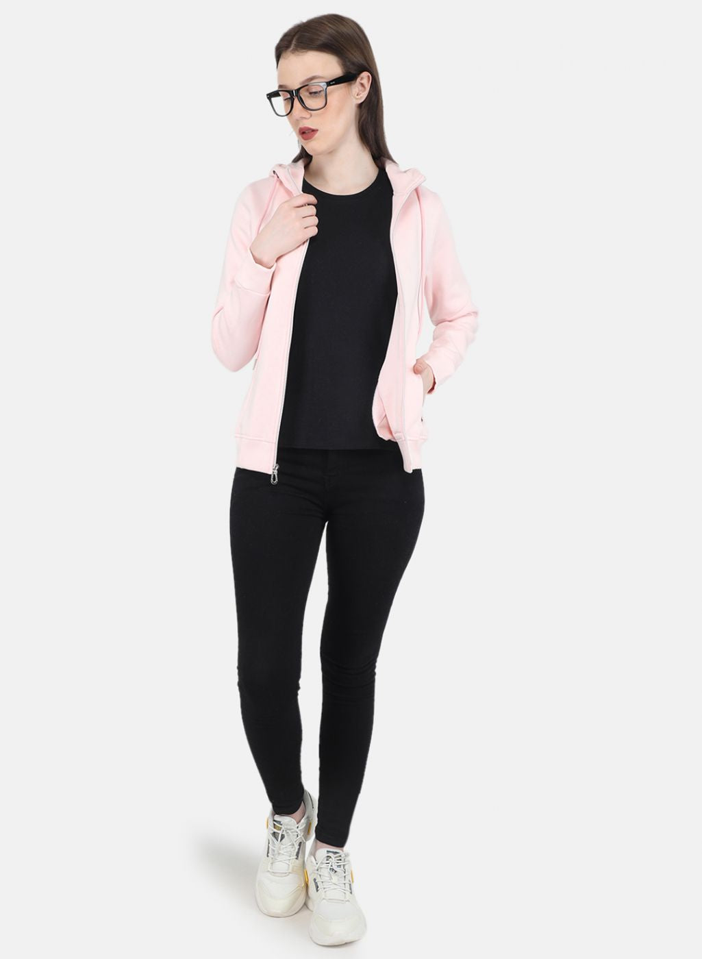 Women Pink Solid Sweatshirt