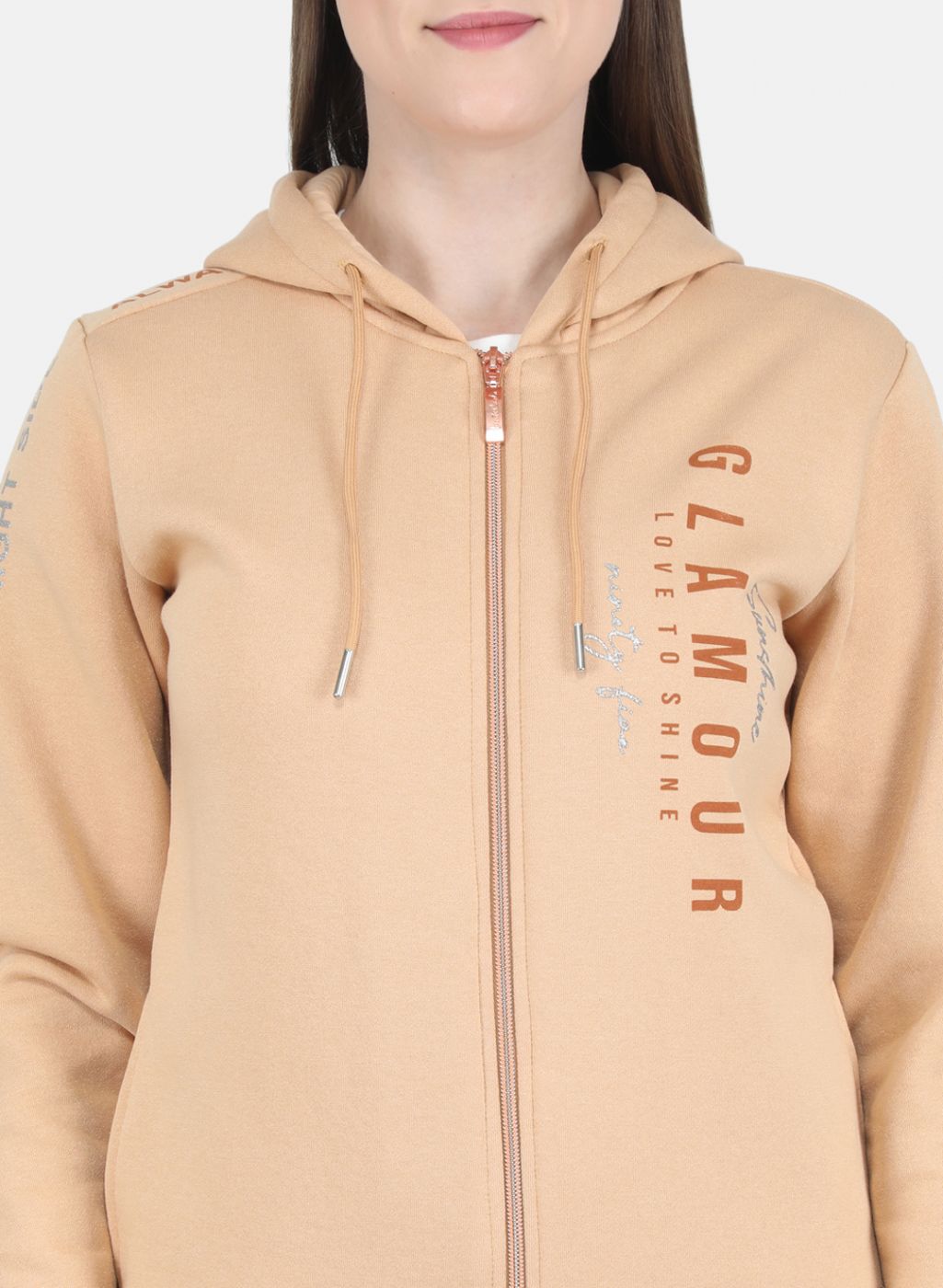 Women Beige Printed Sweatshirt