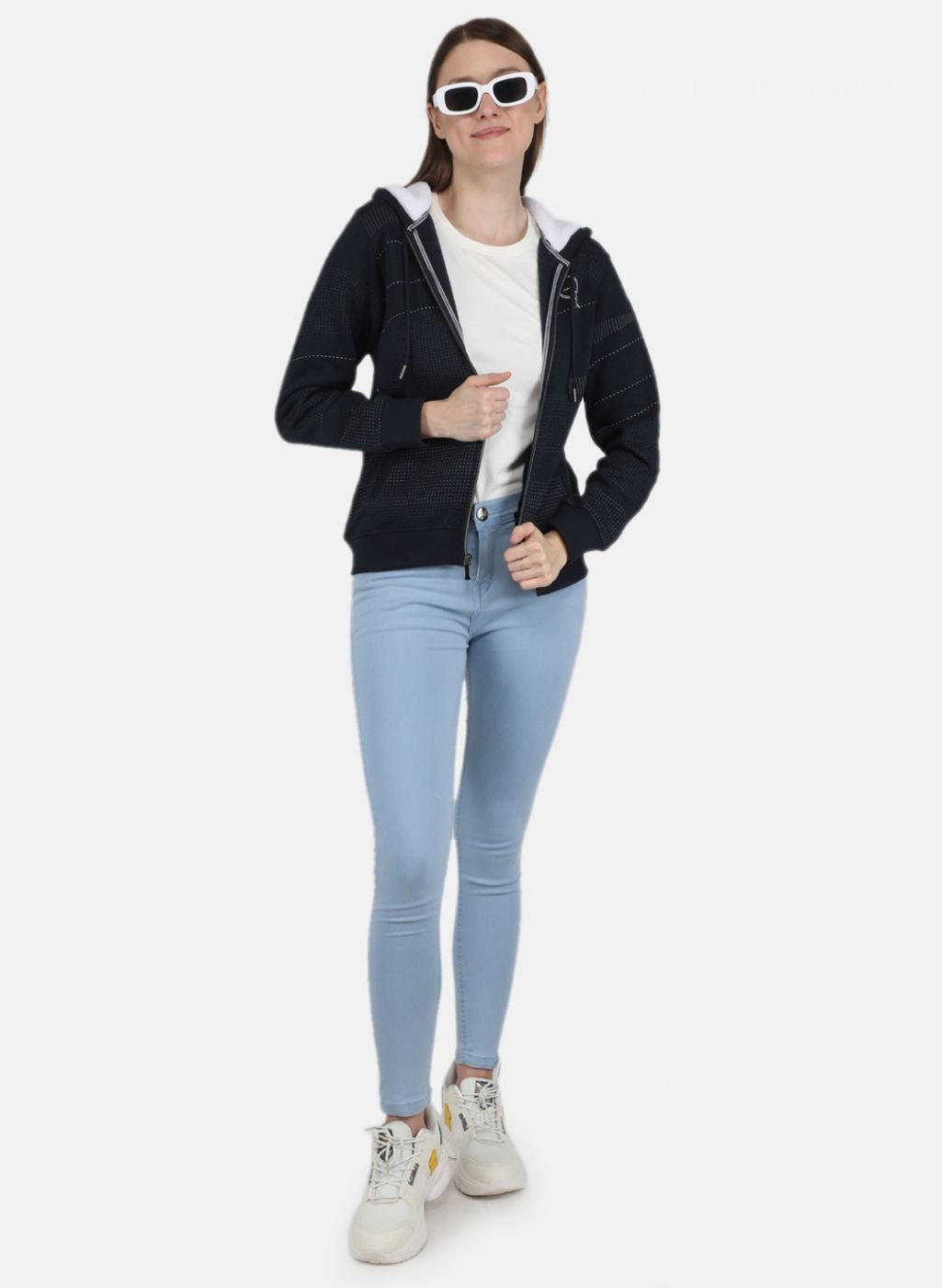 Women NAvy Blue Printed Sweatshirt