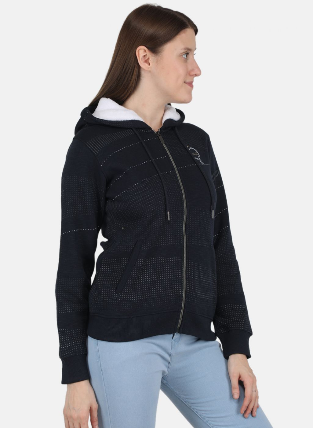 Women NAvy Blue Printed Sweatshirt