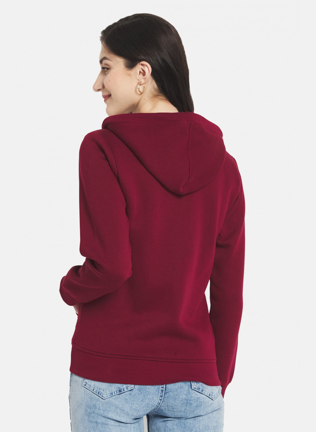 Women Maroon Printed Sweatshirt