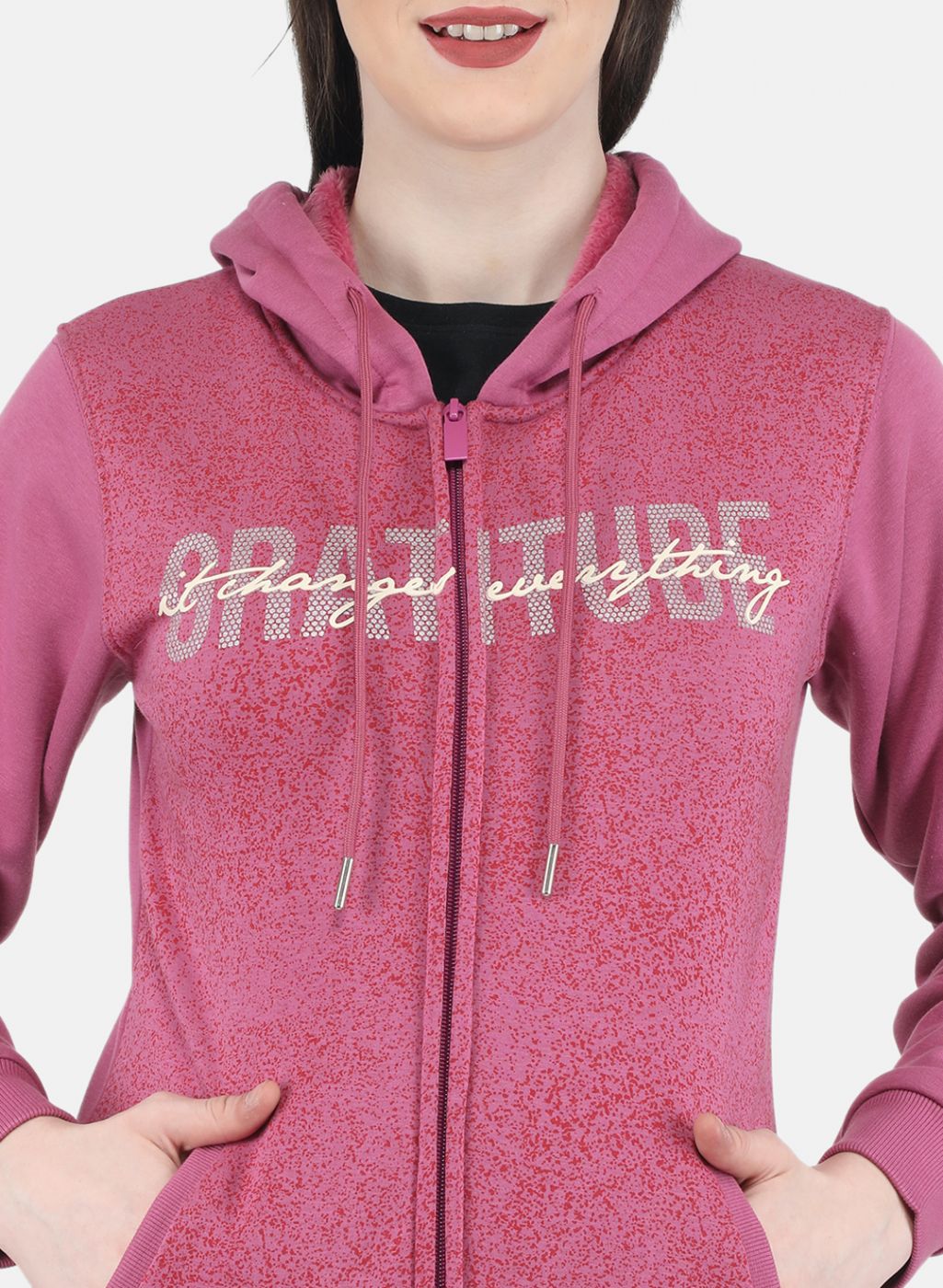 Women Pink Printed Sweatshirt