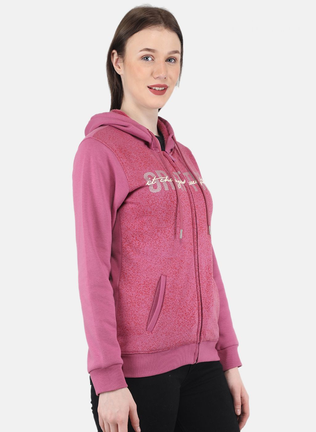 Women Pink Printed Sweatshirt