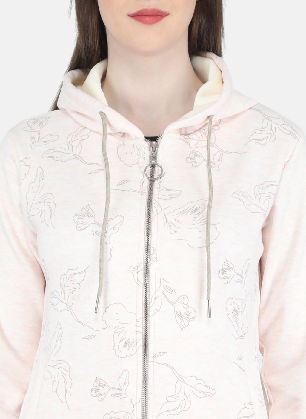 Women Peach Printed Sweatshirt