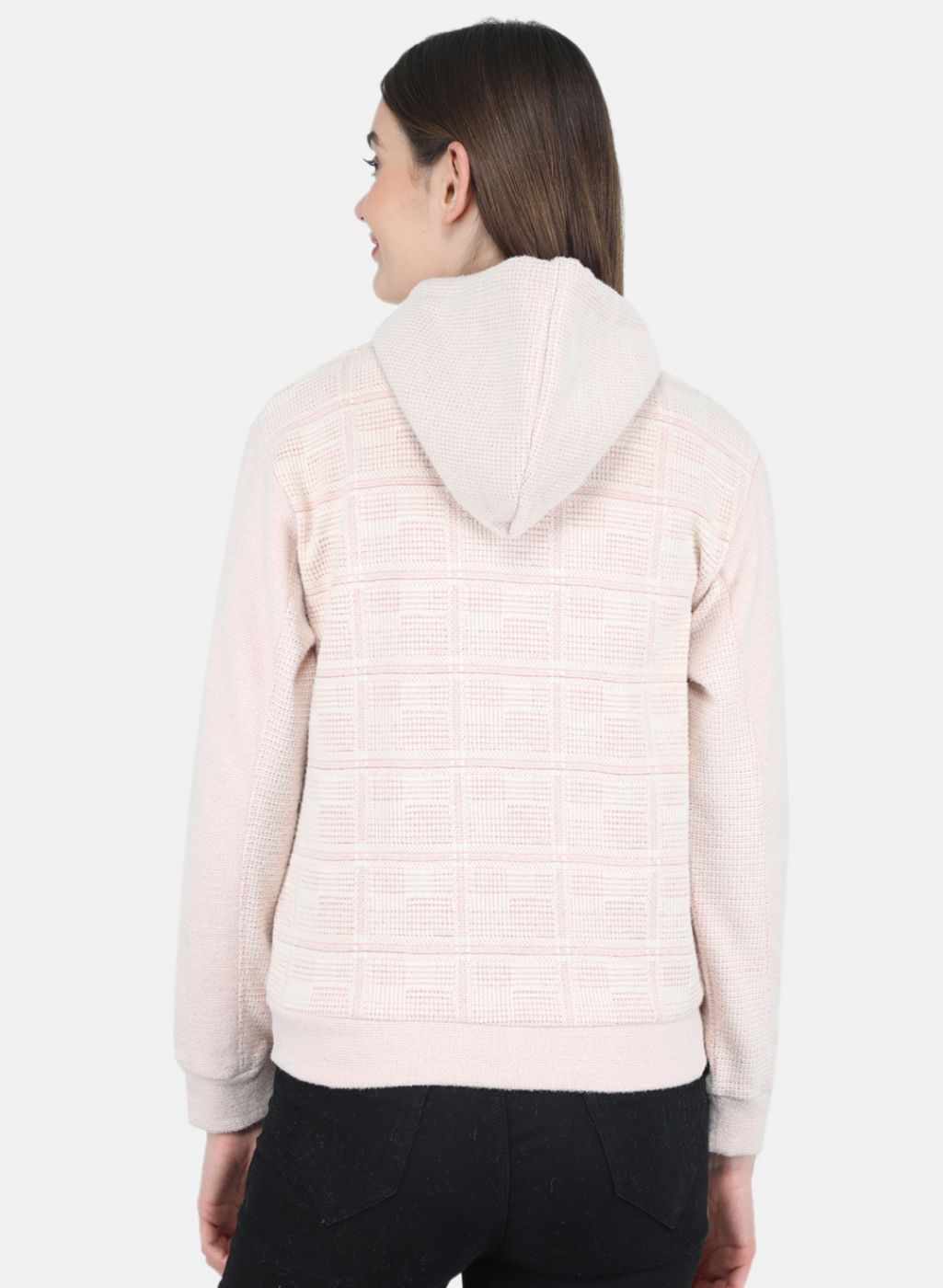 Women Pink Check Sweatshirt