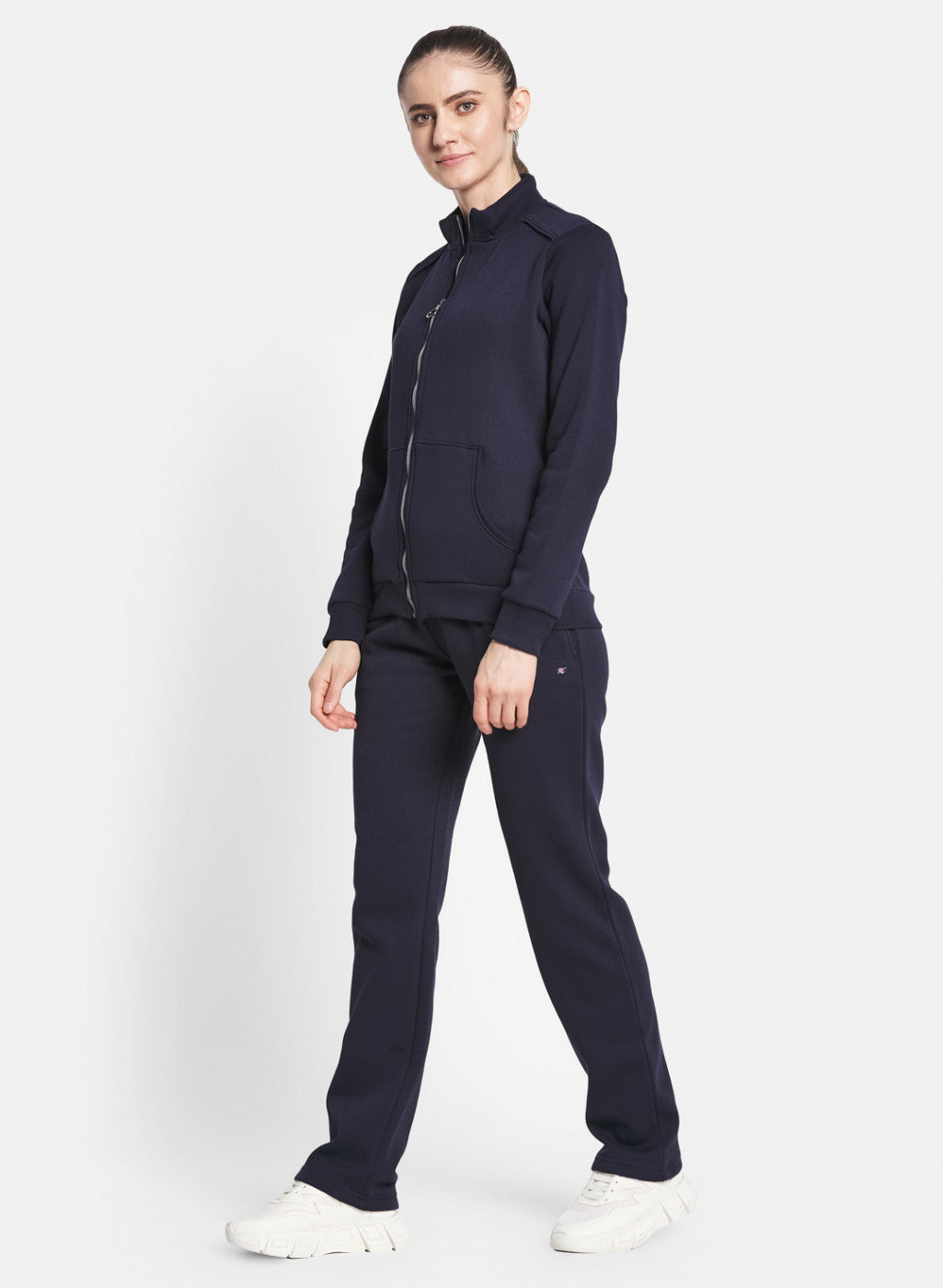 Women Navy Blue Solid Tracksuit