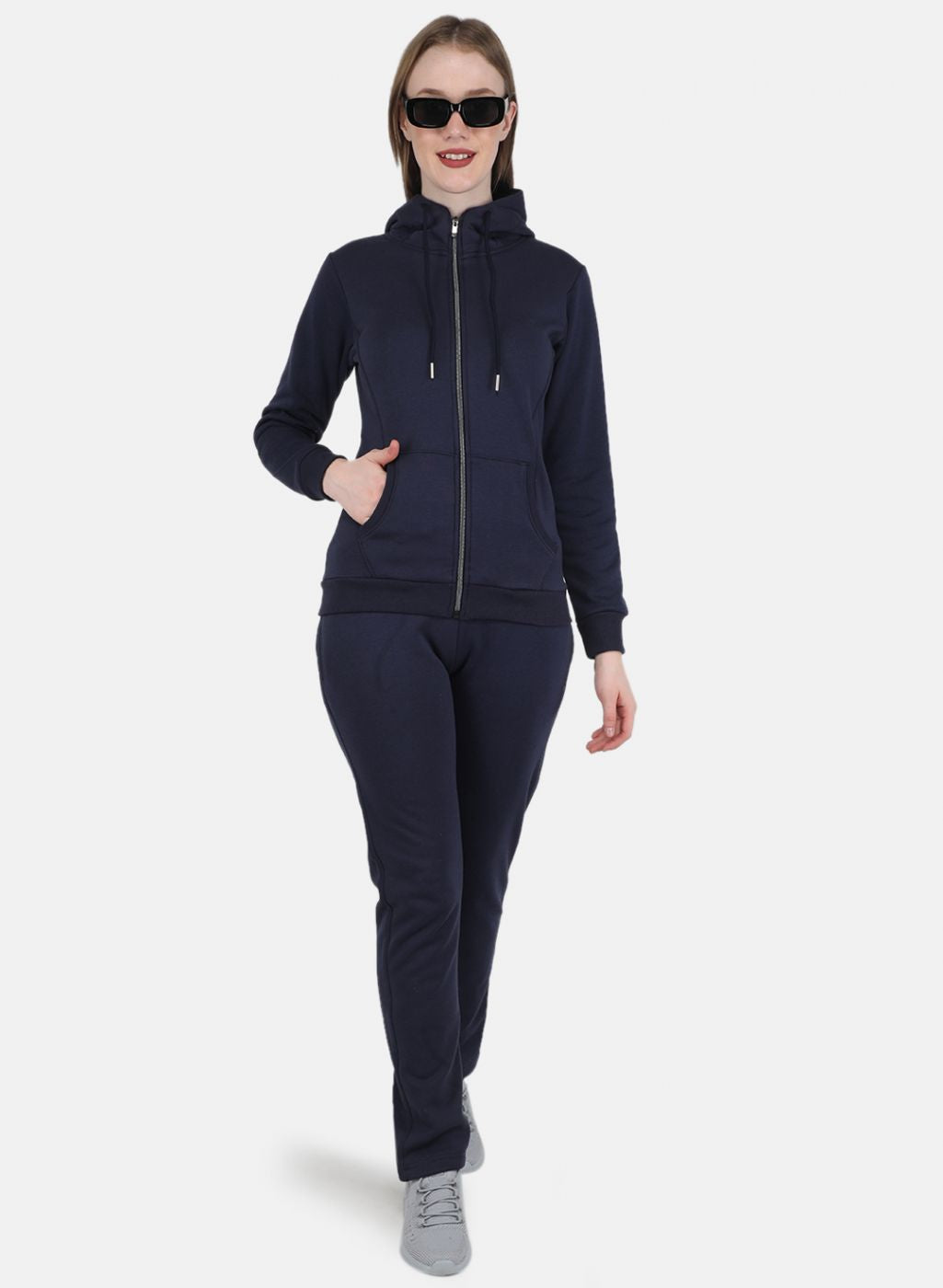 Women Blue Solid Tracksuit