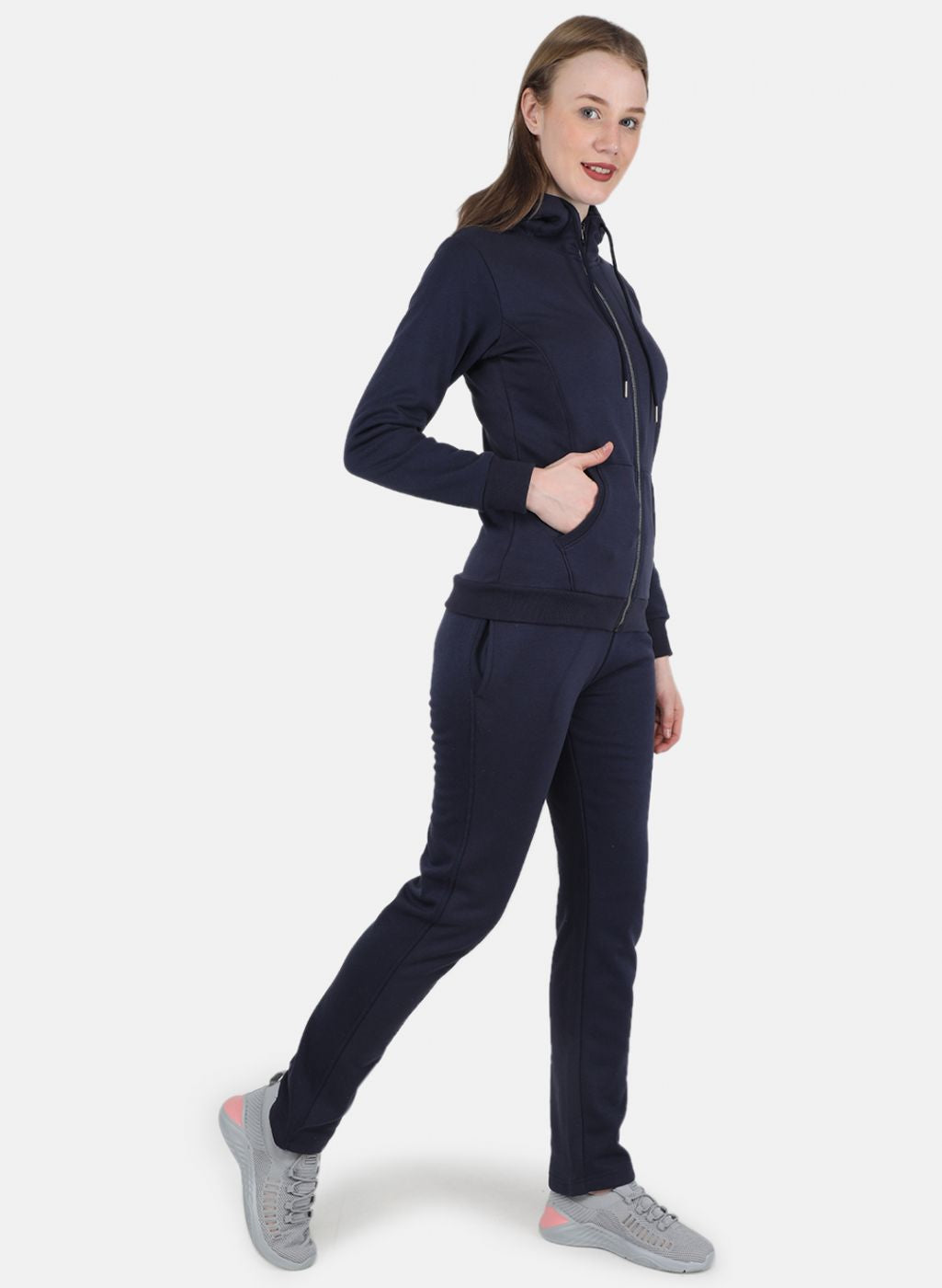 Women Blue Solid Tracksuit