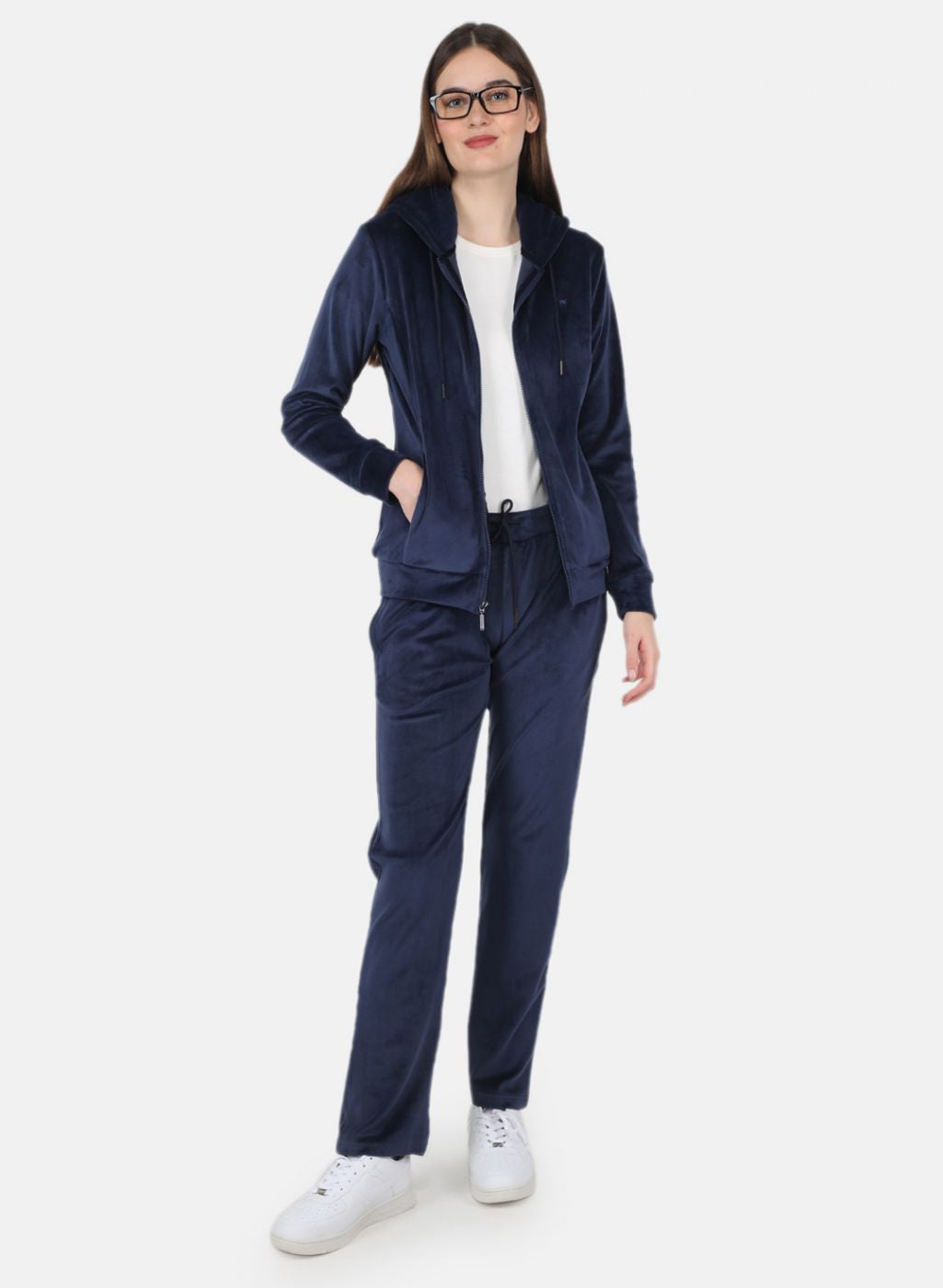 Women NAvy Blue Solid Tracksuit