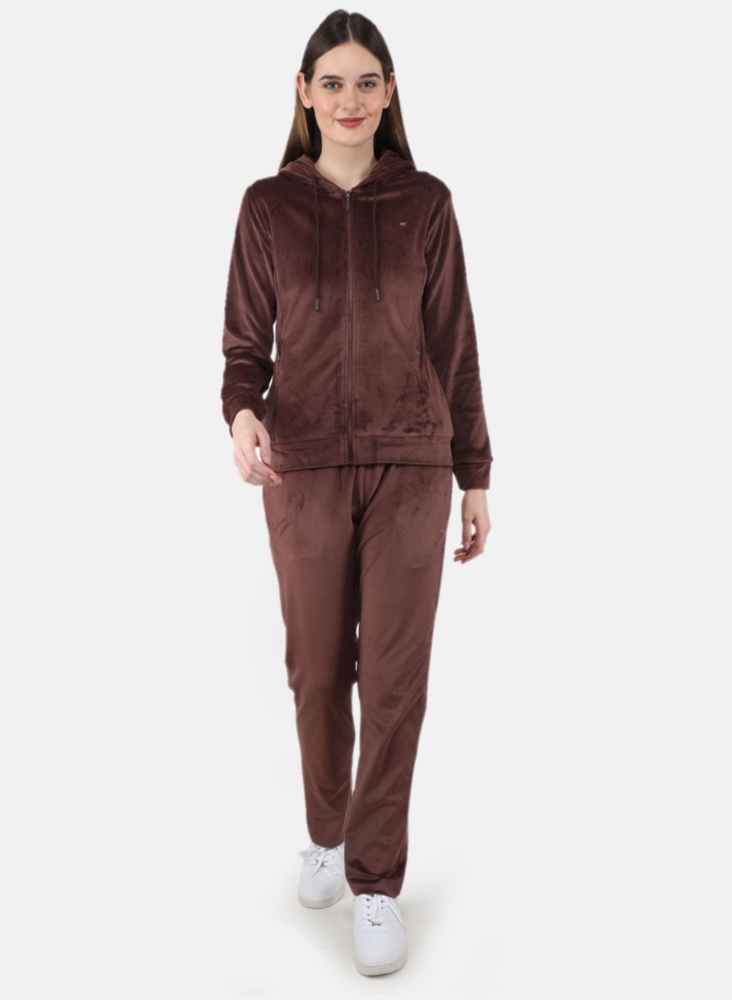 Women Brown Solid Tracksuit