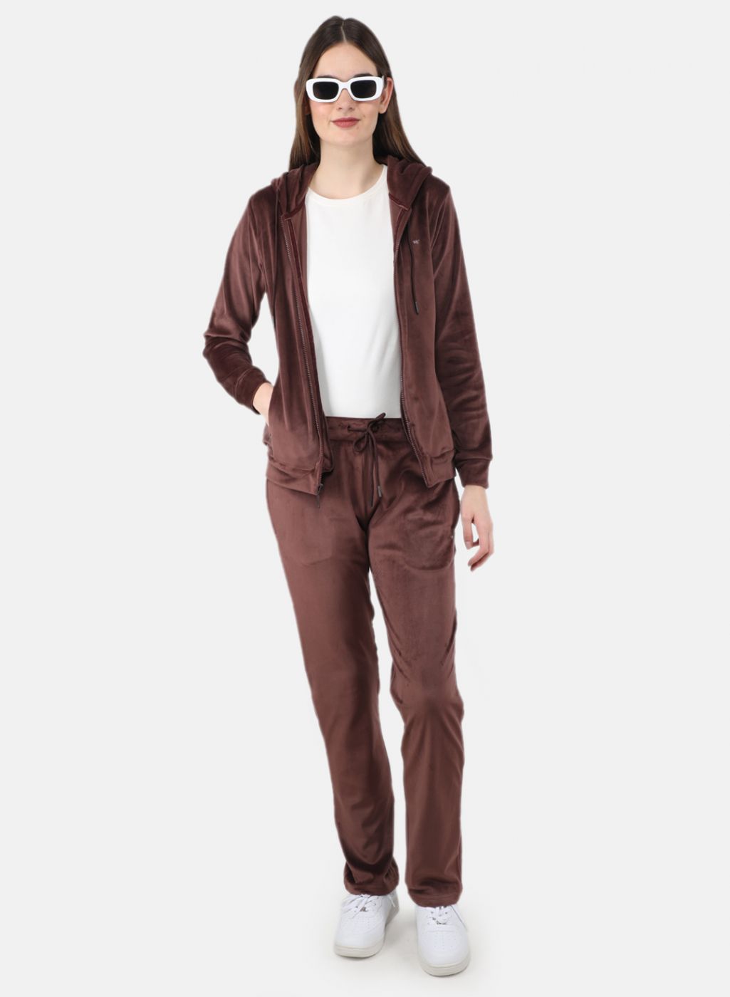 Women Brown Solid Tracksuit