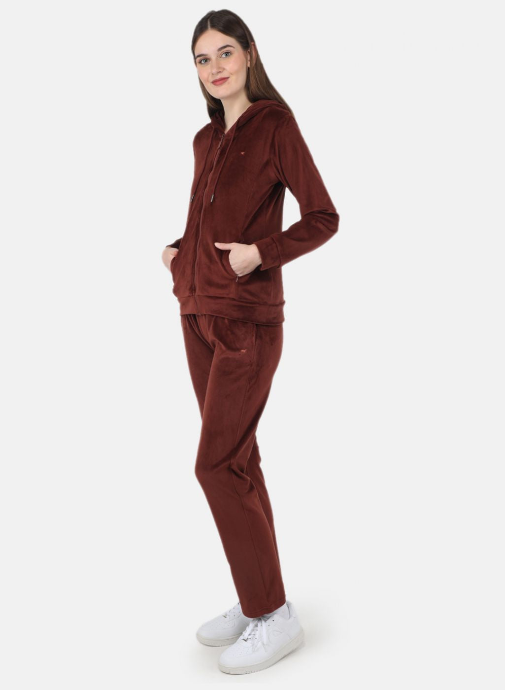 Women Brown Solid Tracksuit