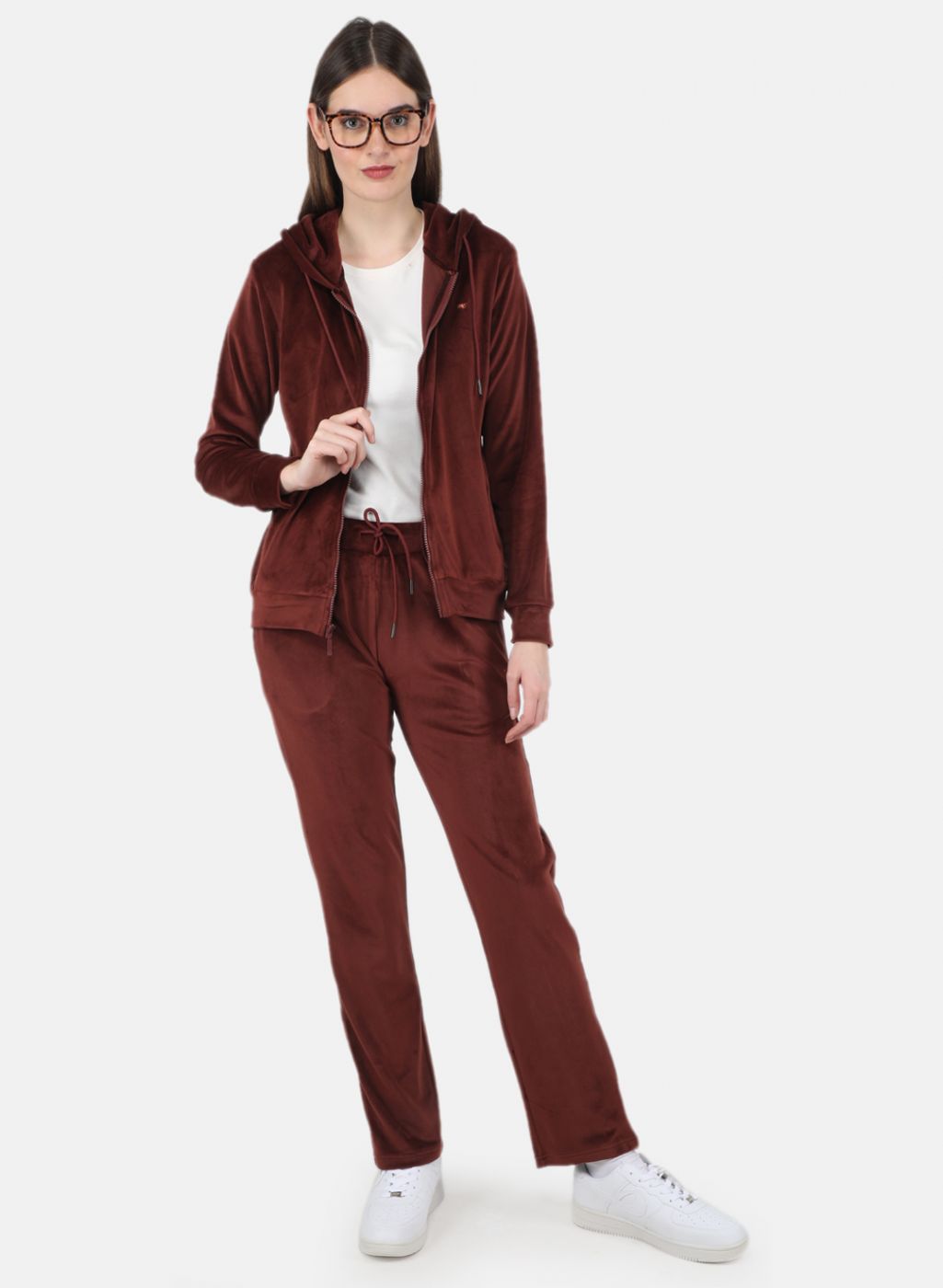 Women Brown Solid Tracksuit