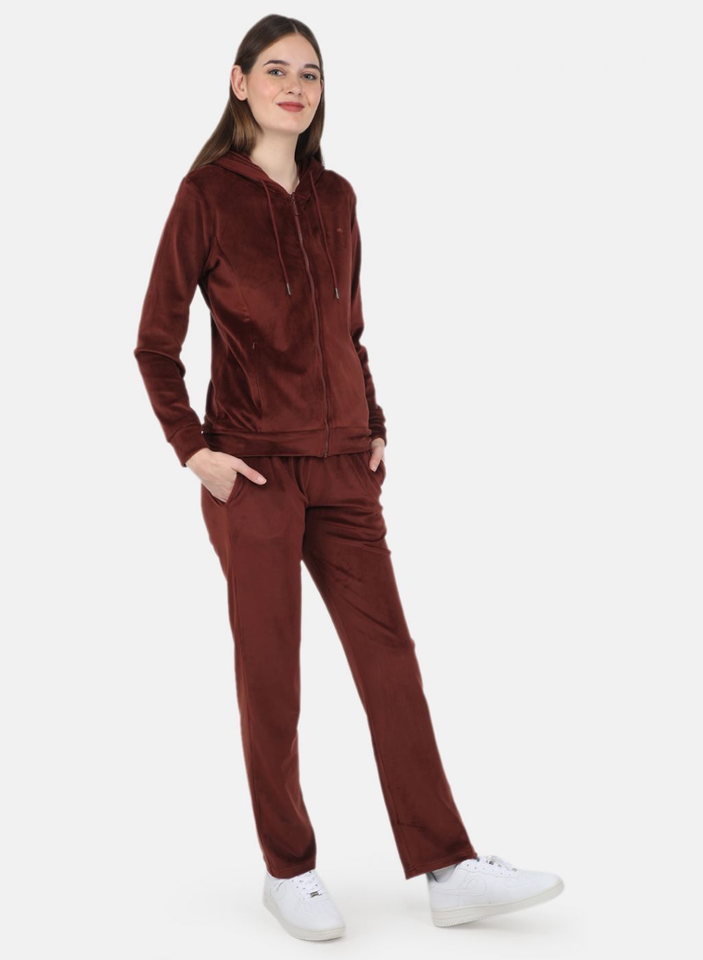 Women Brown Solid Tracksuit