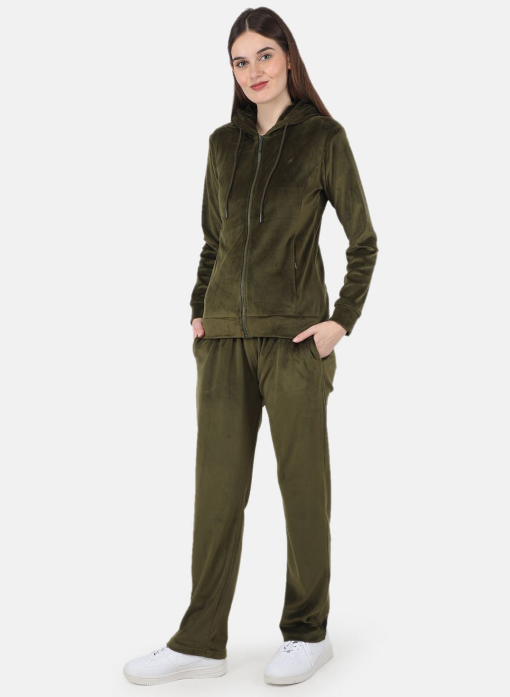 Women Olive Solid Tracksuit