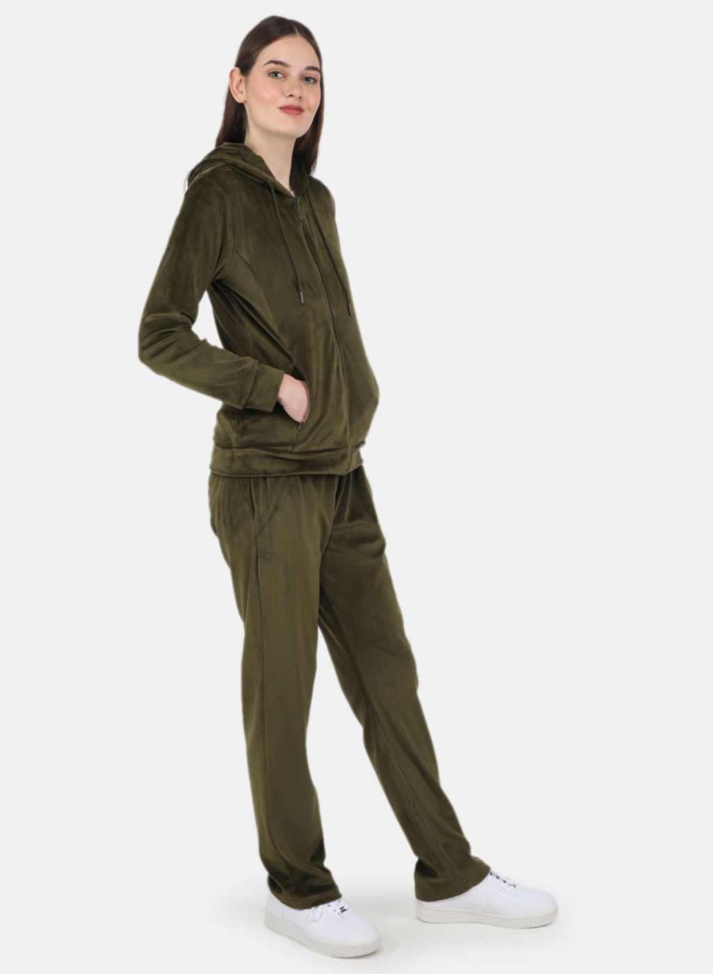 Women Olive Solid Tracksuit