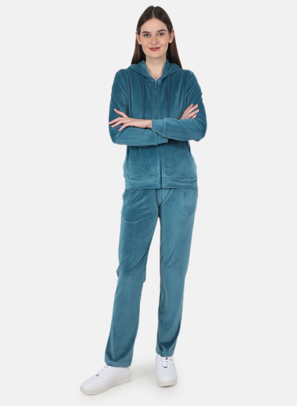 Women Blue Solid Tracksuit