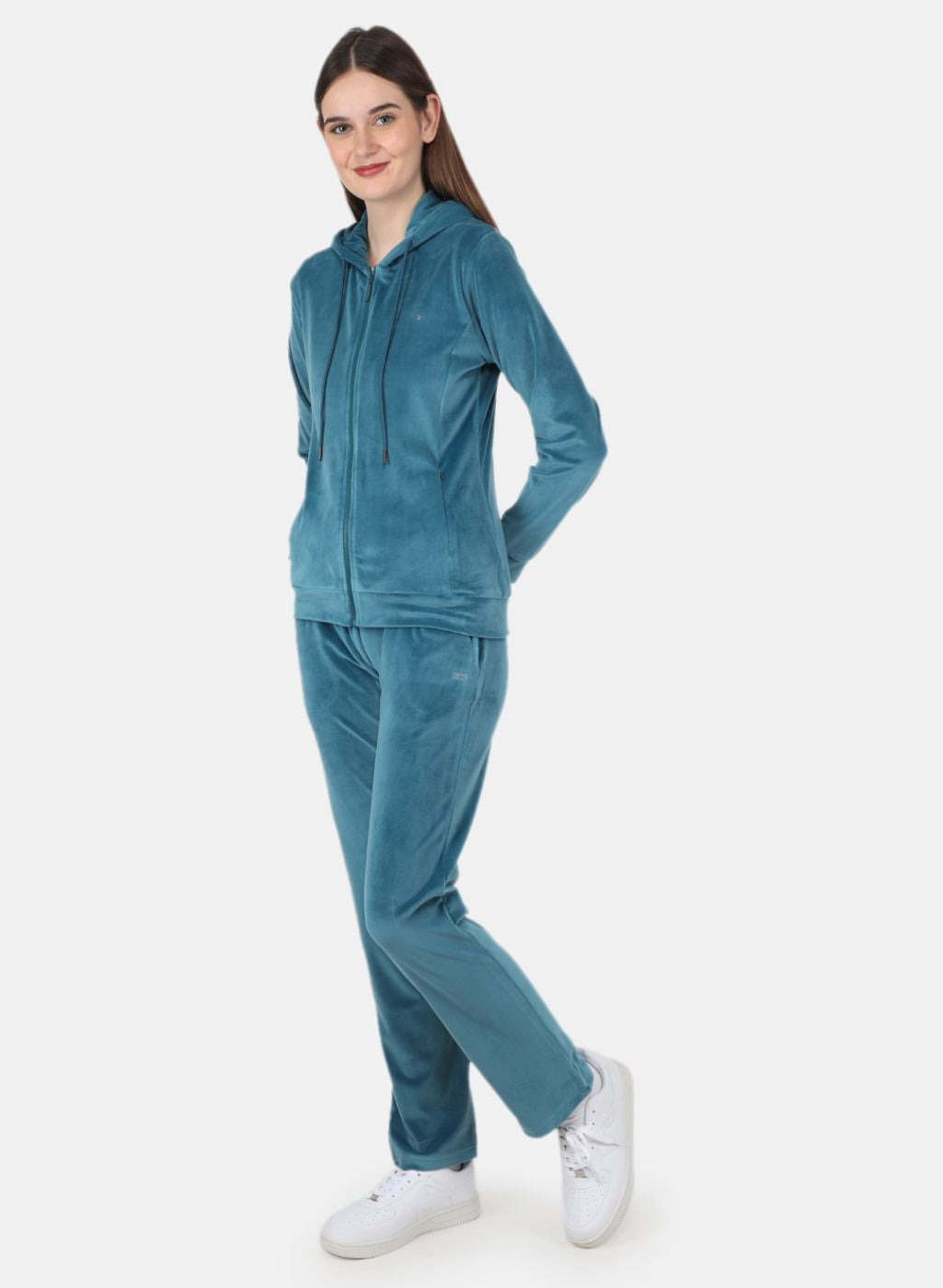 Women Blue Solid Tracksuit