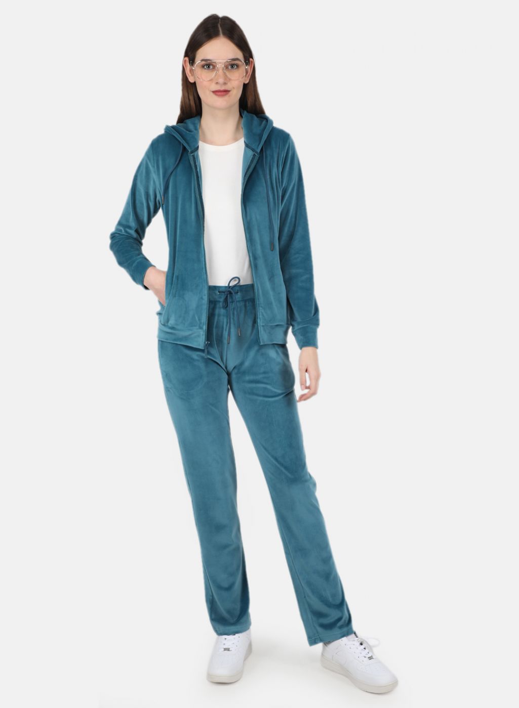 Women Blue Solid Tracksuit