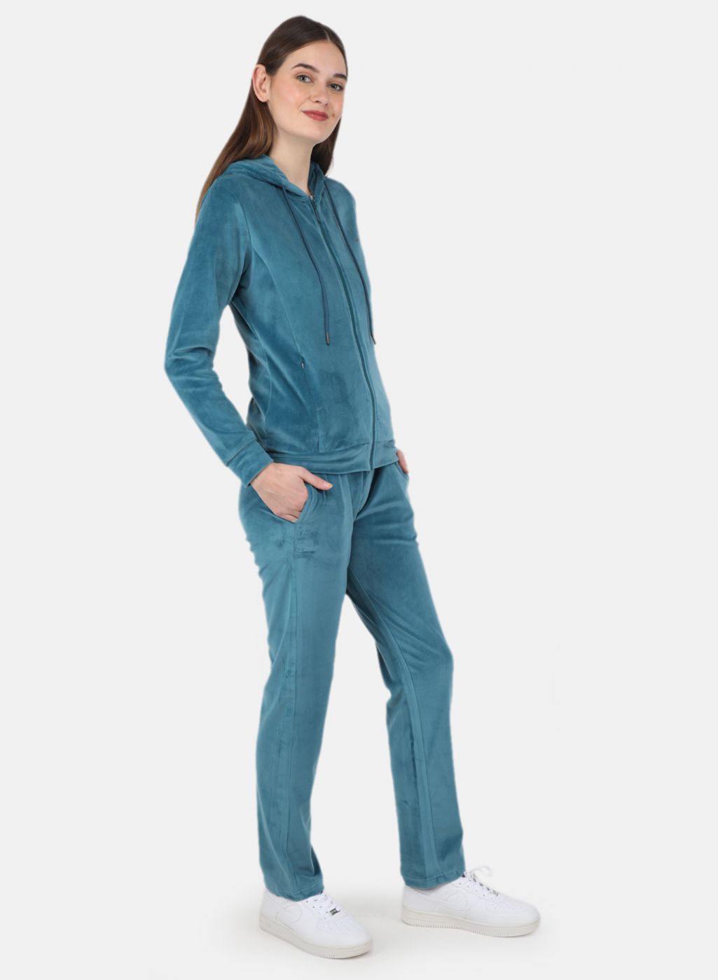 Women Blue Solid Tracksuit