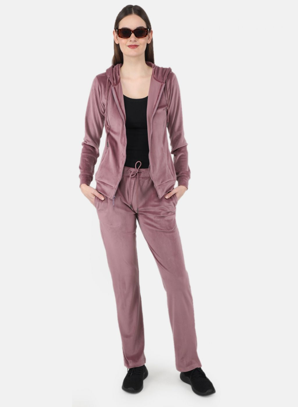 Women Purple Solid Tracksuit