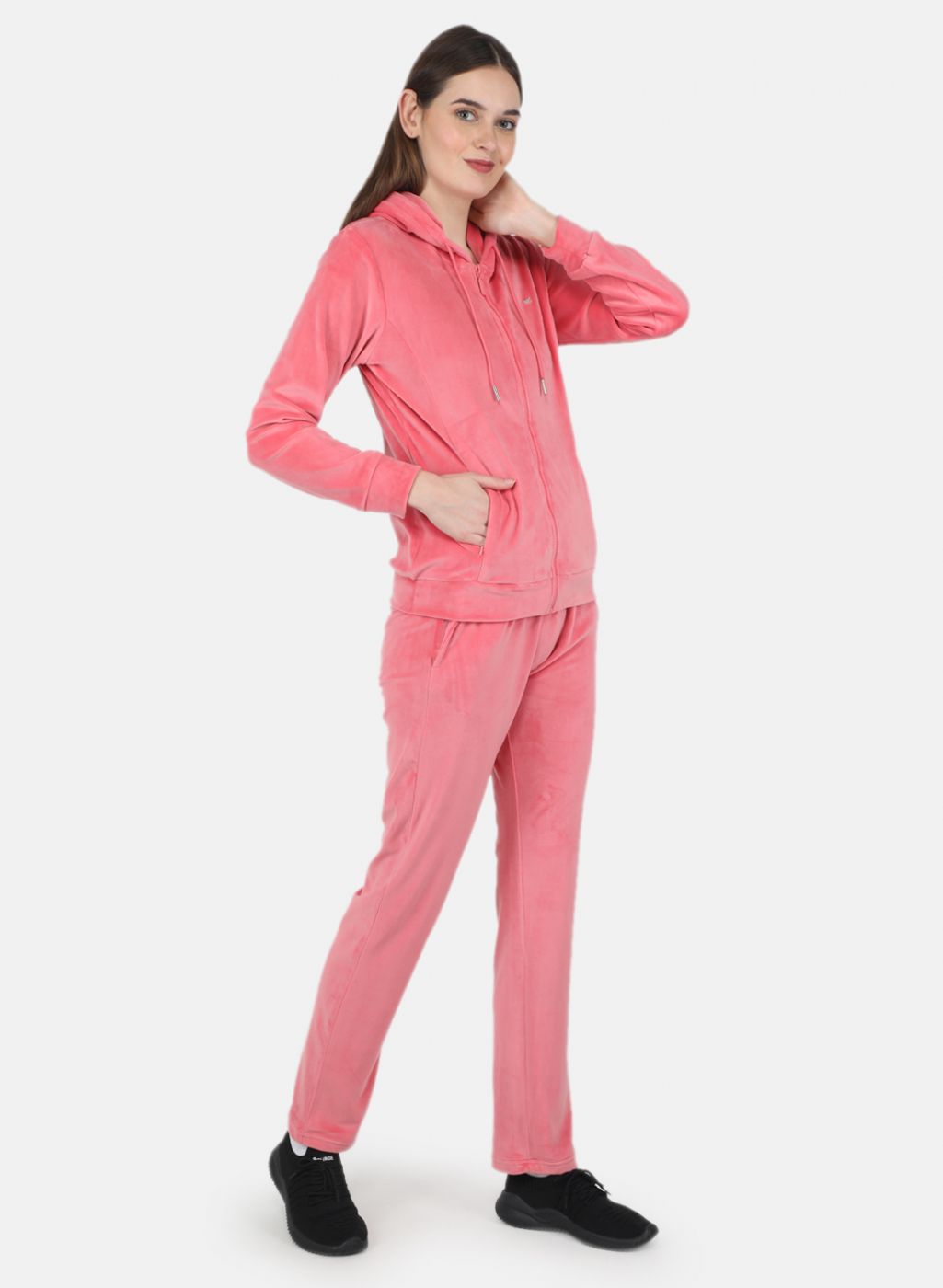 Women Peach Solid Tracksuit